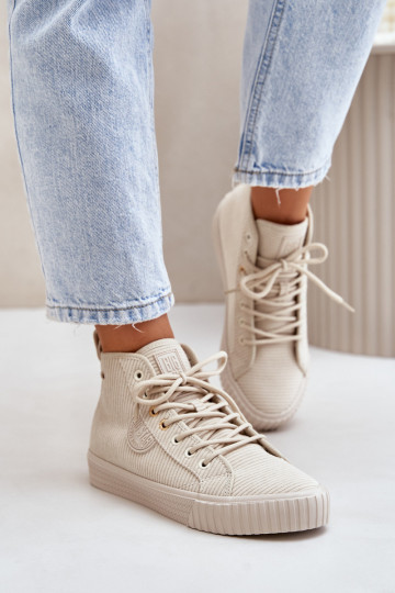 réchauffer Velours Chaussures de loisirs Big Star OO274771 Hi-Poly System beige