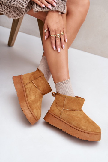 Bottes de neige basses Femme avec plateforme réchauffées avec fourrure à l'intérieur couleur marron Saldren