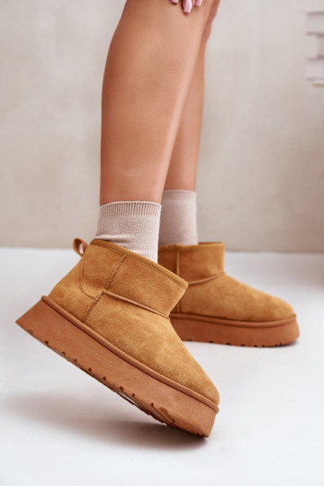 Bottes de neige basses Femme avec plateforme réchauffées avec fourrure à l'intérieur couleur marron Saldren 2