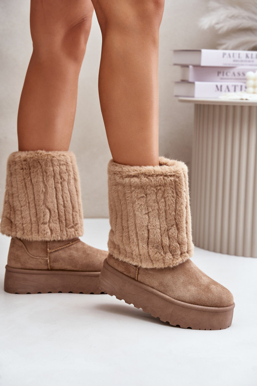 Bottes de neige avec une plateforme Z DANSyÀiniętą CholeÀką beige Lisonea