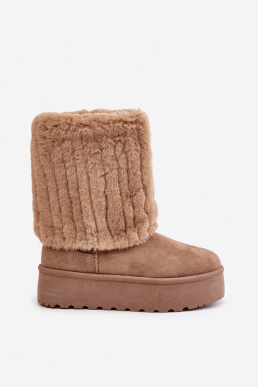Bottes de neige avec une plateforme Z DANSyÀiniętą CholeÀką beige Lisonea