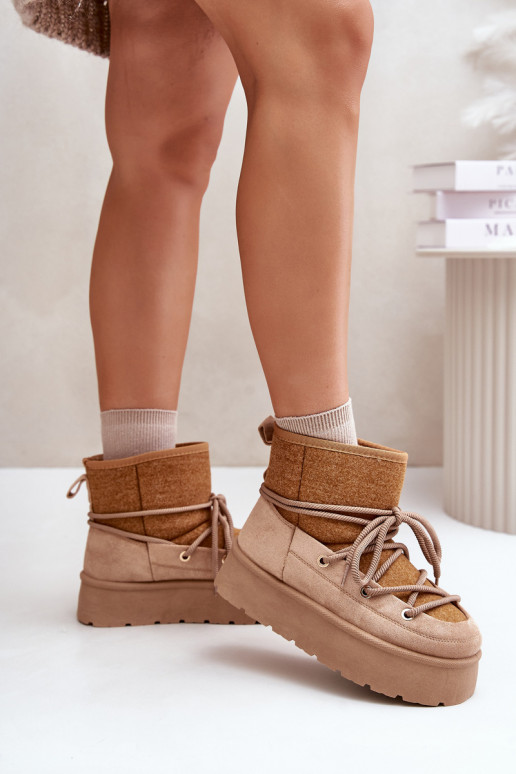 Bottes de neige avec des détails élégants avec une plateforme marron Il fautvora Bottes de neige avec des détails élégants avec une plateforme marron Il fautvora