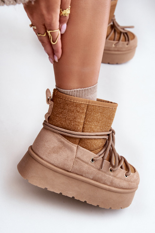 Bottes de neige avec des détails élégants avec une plateforme marron Il fautvora Bottes de neige avec des détails élégants avec une plateforme marron Il fautvora