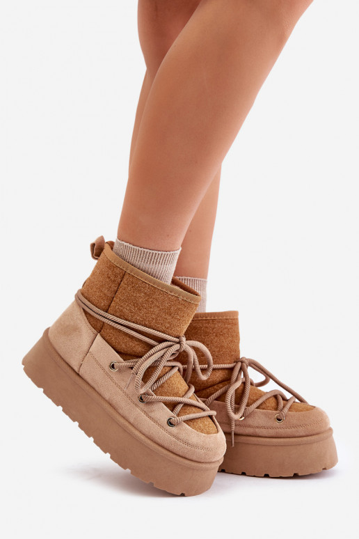 Bottes de neige avec des détails élégants avec une plateforme marron Il fautvora Bottes de neige avec des détails élégants avec une plateforme marron Il fautvora