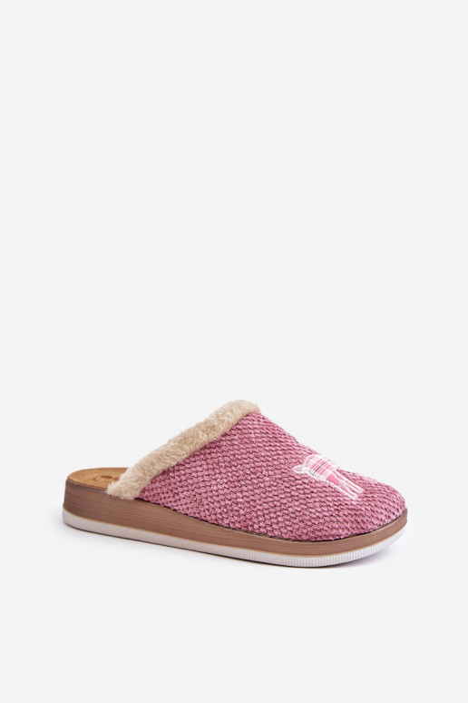 Chaussons Féminin avec des cerfs et un manteau de fourrure Inblu CT000034 couleur rose