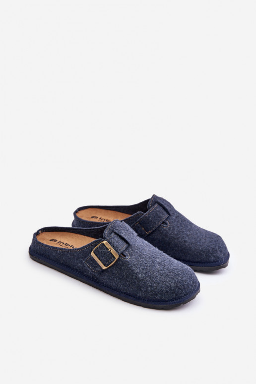 Pantoufles confortables pour hommes avec boucles Inblu SI000019 bleu foncé