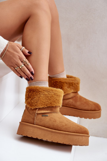 Bottes de neige avec une plateforme avec un manteau de fourrure Big Star OO274A106 marron