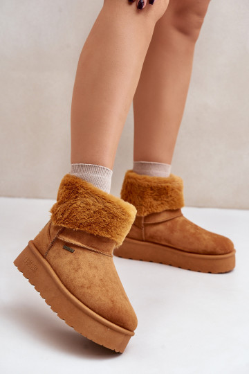 Bottes de neige avec une plateforme avec un manteau de fourrure Big Star OO274A106 marron 2