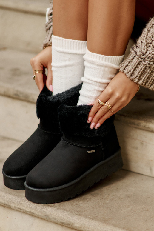 Bottes de neige avec une plateforme avec un manteau de fourrure Big Star OO274A108 couleur noire Bottes de neige avec une plateforme avec un manteau de fourrure Big Star OO274A108 couleur noire