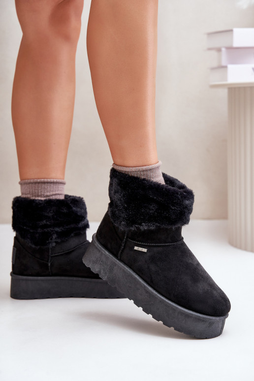 Bottes de neige avec une plateforme avec un manteau de fourrure Big Star OO274A108 couleur noire Bottes de neige avec une plateforme avec un manteau de fourrure Big Star OO274A108 couleur noire