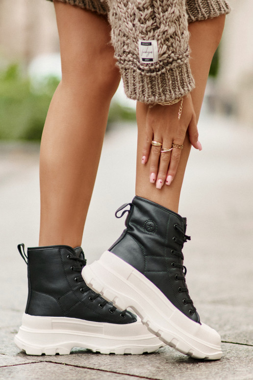 Peau réchauffer chaussures décontractées avec une plateforme Big Star OO274A599 couleur noire Peau réchauffer chaussures décontractées avec une plateforme Big Star OO274A599 couleur noire