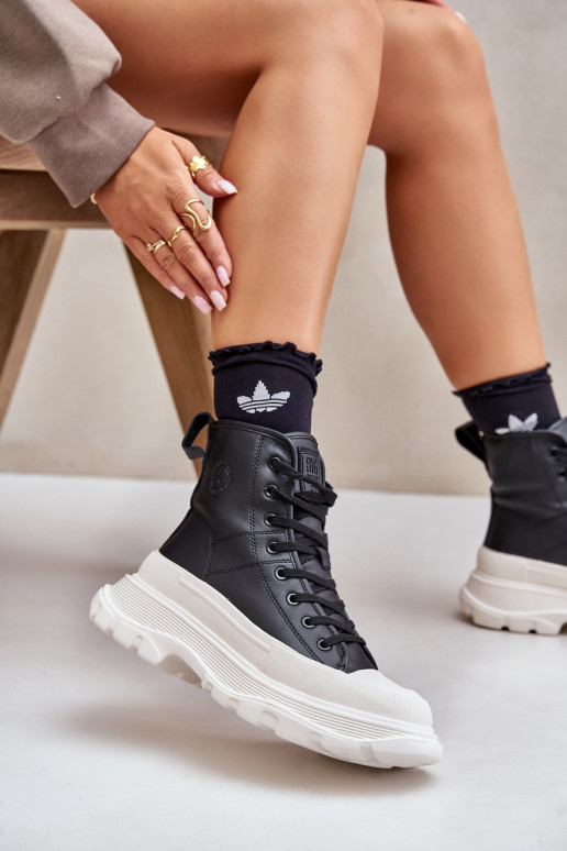 Peau réchauffer chaussures décontractées avec une plateforme Big Star OO274A599 couleur noire Peau réchauffer chaussures décontractées avec une plateforme Big Star OO274A599 couleur noire