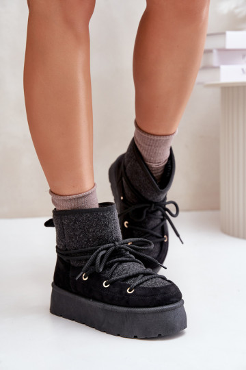 Bottes de neige avec des détails élégants avec une plateforme couleur noire Il fautvora 2