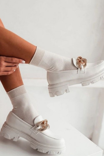 Chaussettes pour femmes BaÀełniane Z LurekHibouxm Ściągaczem couleur ivoire