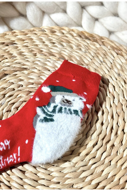 Puéril Noël Chaussettes en coton couleur rouge