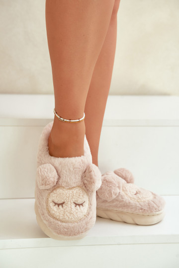 chaud avec un manteau de fourrure Chaussons Féminin beige Jozelinetta