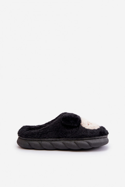 chaud avec un manteau de fourrure Chaussons Féminin couleur noire Jozelinetta