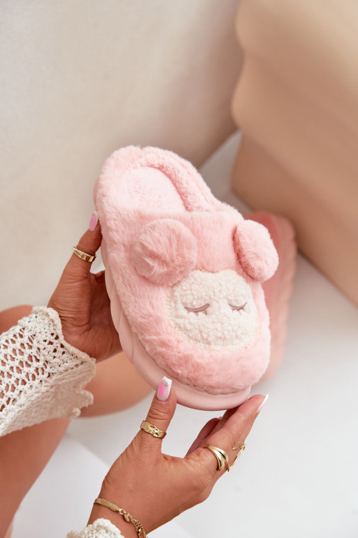 chaud avec un manteau de fourrure Chaussons Féminin couleur rose Jozelinetta
