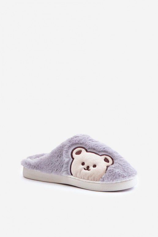 Chaussons Féminin avec un manteau de fourrure Avec l ours couleur grise Fiorinella Chaussons Féminin avec un manteau de fourrure Avec l ours couleur grise Fiorinella