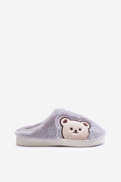 Chaussons Féminin avec un manteau de fourrure Avec l ours couleur grise Fiorinella Chaussons Féminin avec un manteau de fourrure Avec l ours couleur grise Fiorinella