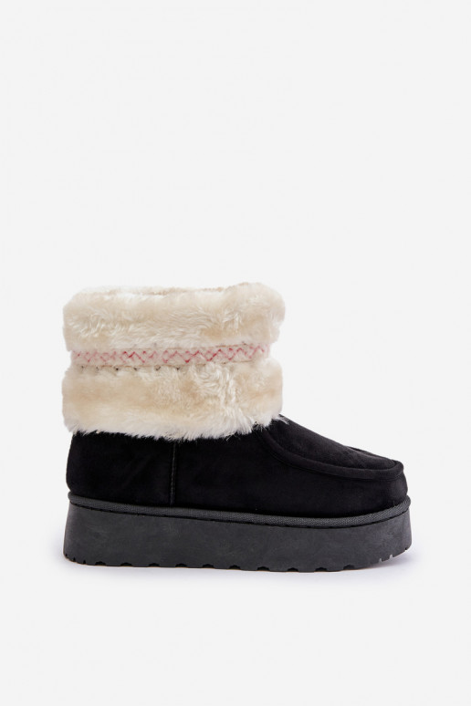 Bottes de neige Féminin avec une plateforme avec un manteau de fourrure I Un exemple couleur noire Deepanti Bottes de neige Féminin avec une plateforme avec un manteau de fourrure I Un exemple couleur noire Deepanti