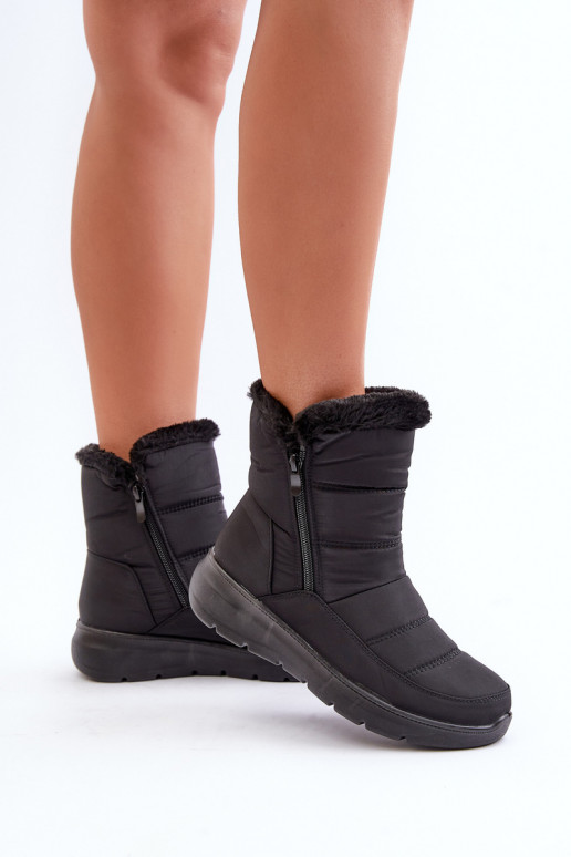 Bottes de neige Féminin avec fermetures éclair avec un manteau de fourrure couleur noire Dritane Bottes de neige Féminin avec fermetures éclair avec un manteau de fourrure couleur noire Dritane