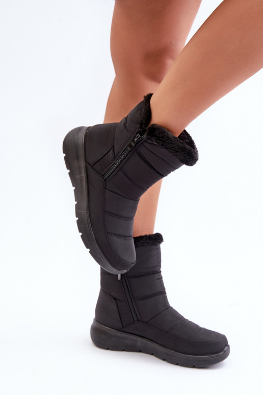 Bottes de neige Féminin avec fermetures éclair avec un manteau de fourrure couleur noire Dritane Bottes de neige Féminin avec fermetures éclair avec un manteau de fourrure couleur noire Dritane