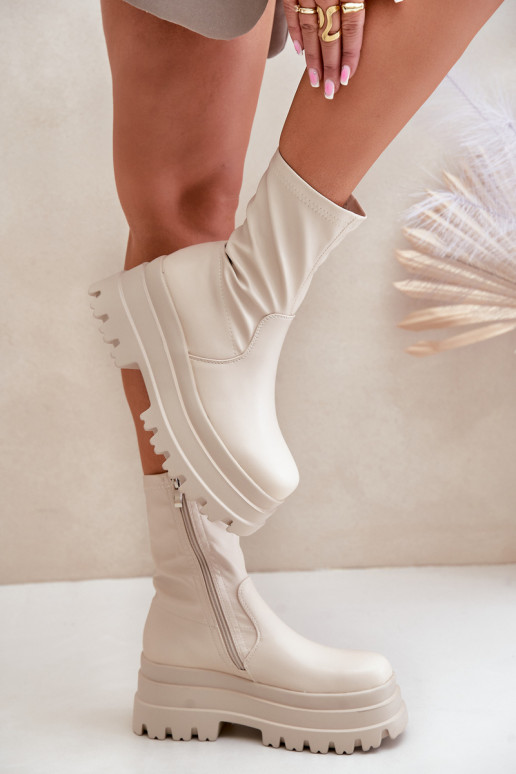 Bottes avec une plateforme couleur ivoire Florinara Bottes avec une plateforme couleur ivoire Florinara