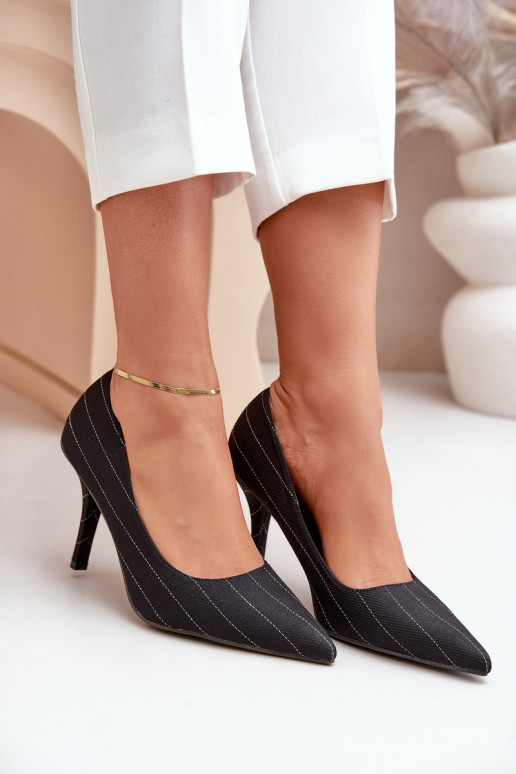 chaussures à talons hauts Féminin avec des bandes couleur noire Tifidra  chaussures à talons hauts Féminin avec des bandes couleur noire Tifidra