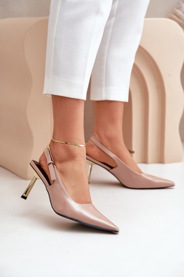 avec effet vernis chaussures à talons hauts avec un talon ouvert beige Filona