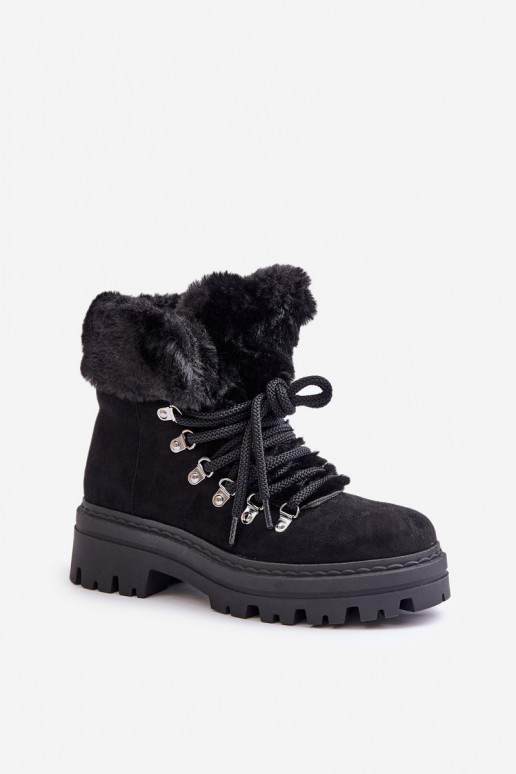 avec des lacets chaussures Féminin avec un manteau de fourrure couleur noire Vaminia avec des lacets chaussures Féminin avec un manteau de fourrure couleur noire Vaminia