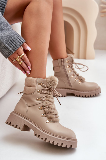 réchauffer Bottes chaussures Au Château en cuir écologique beige DANSillatta