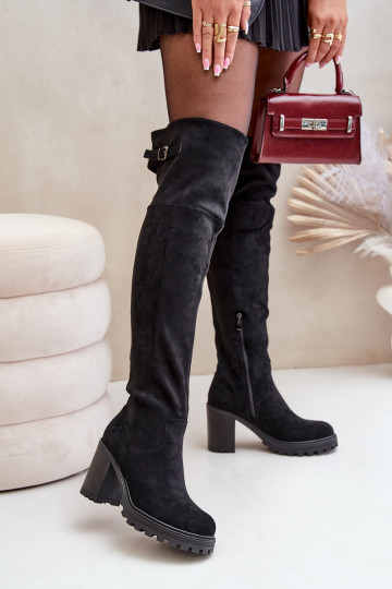 bottes avec des talons avec une botte au-dessus du genou réchauffer couleur noire Niaviera 2