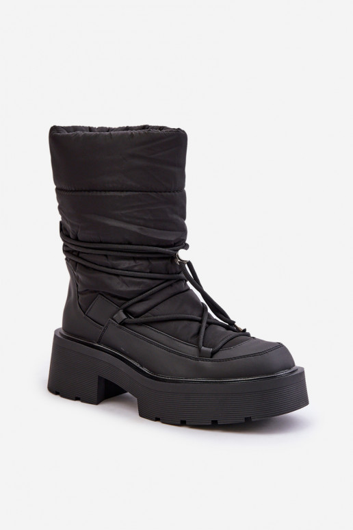 Bottes de neige Féminin avec une plateforme Et des talons plats couleur noire Seandriel Bottes de neige Féminin avec une plateforme Et des talons plats couleur noire Seandriel