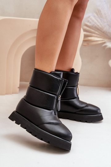 Bottes de neige à plateforme avec zips en simili cuir noir Resisia 2