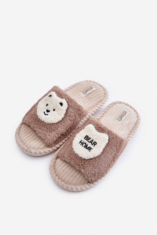 Chaussons pour femmes avec ours en peluche en marron Lavetire Chaussons pour femmes avec ours en peluche en marron Lavetire