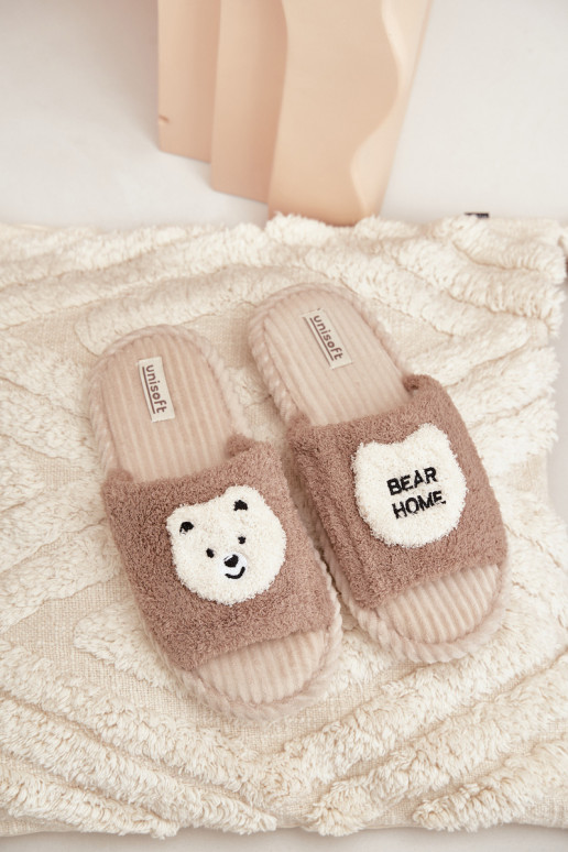 Chaussons pour femmes avec ours en peluche en marron Lavetire Chaussons pour femmes avec ours en peluche en marron Lavetire