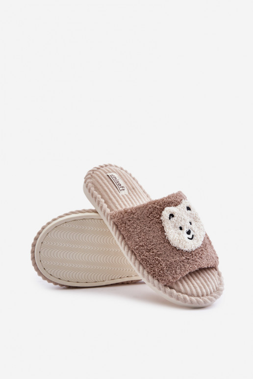 Chaussons pour femmes avec ours en peluche en marron Lavetire Chaussons pour femmes avec ours en peluche en marron Lavetire