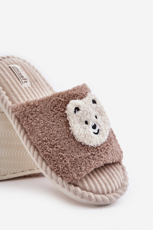 Chaussons pour femmes avec ours en peluche en marron Lavetire Chaussons pour femmes avec ours en peluche en marron Lavetire