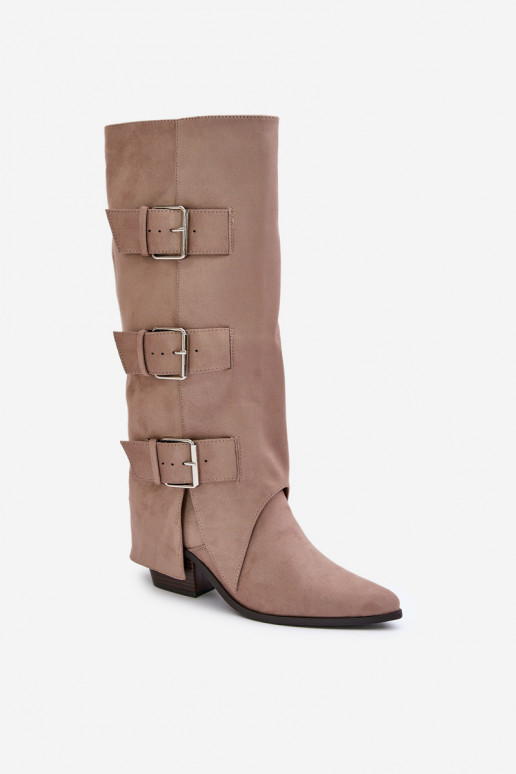 bottes avec des talons Z DANSyÀiniętą CholeÀką I avec bouclesmi beige Vamissa