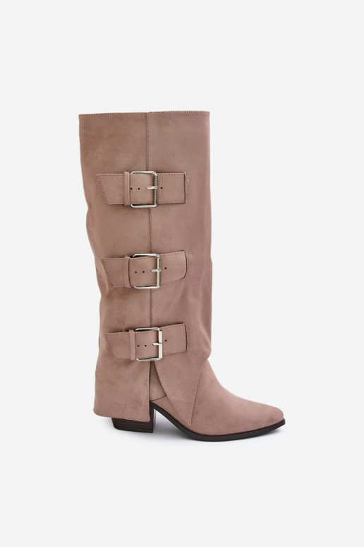 bottes avec des talons Z DANSyÀiniętą CholeÀką I avec bouclesmi beige Vamissa