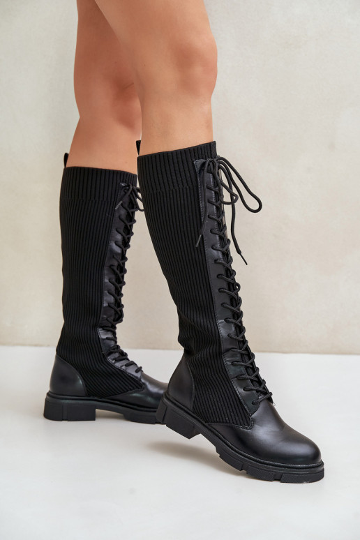 avec des lacets bottes Avec dessus flexible couleur noire Vamilena avec des lacets bottes Avec dessus flexible couleur noire Vamilena