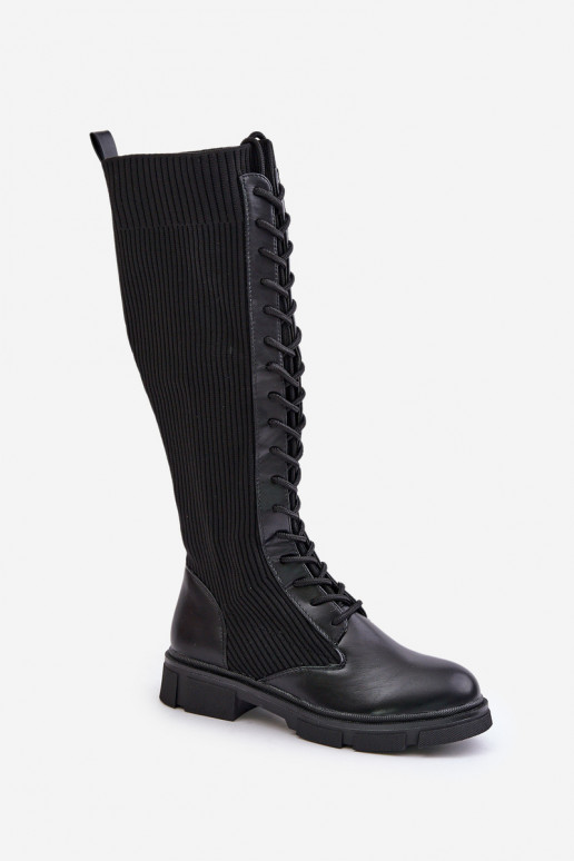 avec des lacets bottes Avec dessus flexible couleur noire Vamilena avec des lacets bottes Avec dessus flexible couleur noire Vamilena