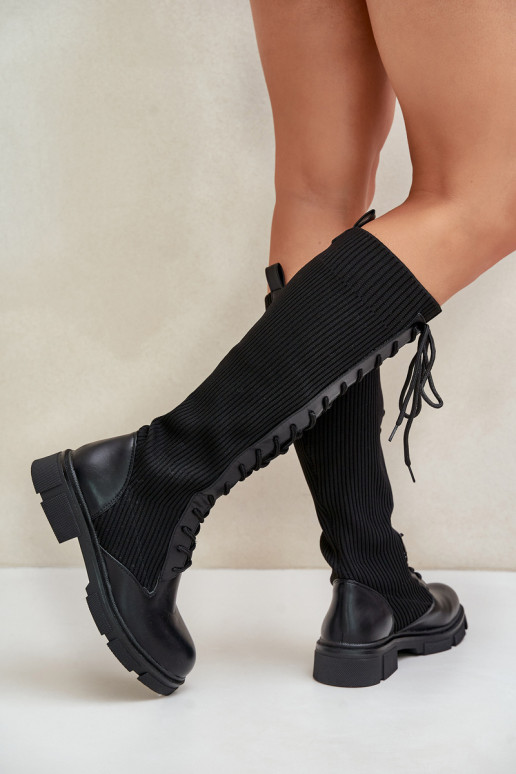 avec des lacets bottes Avec dessus flexible couleur noire Vamilena avec des lacets bottes Avec dessus flexible couleur noire Vamilena