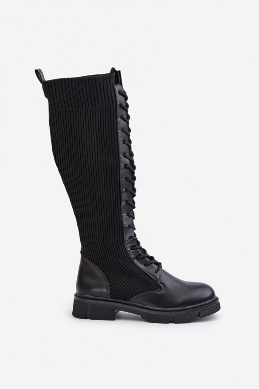 avec des lacets bottes Avec dessus flexible couleur noire Vamilena avec des lacets bottes Avec dessus flexible couleur noire Vamilena