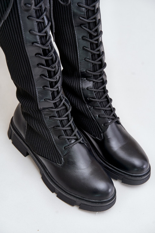 avec des lacets bottes Avec dessus flexible couleur noire Vamilena avec des lacets bottes Avec dessus flexible couleur noire Vamilena