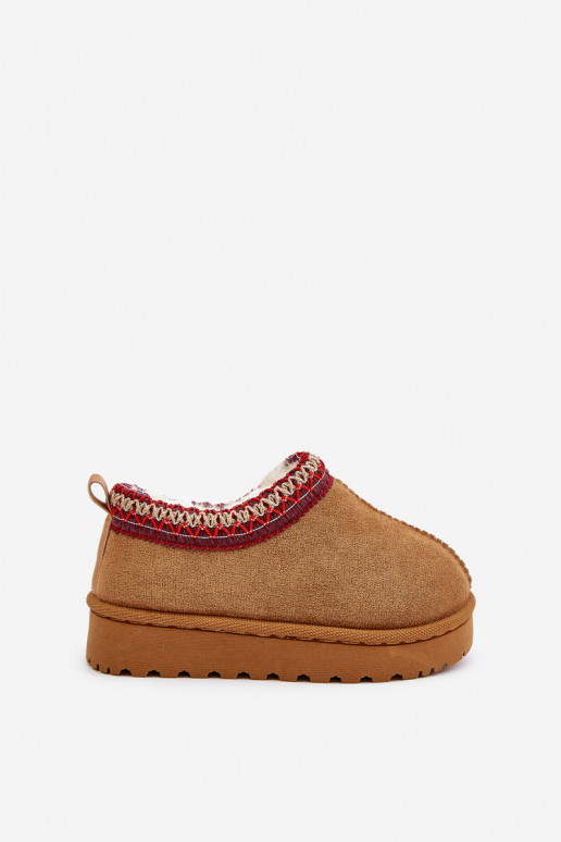 Bottes de neige pour enfants avec plateforme, isolées avec intérieur en fourrure en marron Vilabria