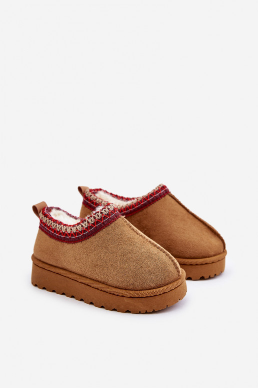 Bottes de neige pour enfants avec plateforme, isolées avec intérieur en fourrure en marron Vilabria