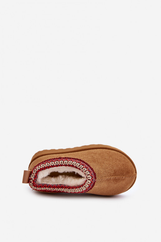 Bottes de neige pour enfants avec plateforme, isolées avec intérieur en fourrure en marron Vilabria