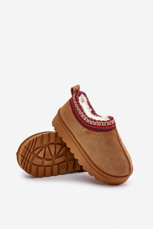 Bottes de neige pour enfants avec plateforme, isolées avec intérieur en fourrure en marron Vilabria